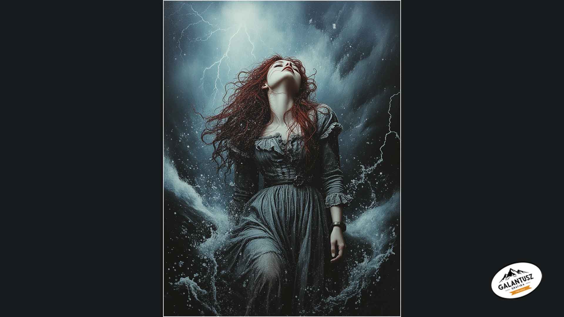 A „The raging storm” című digitális illusztráció a belső feszültség és felszabadulás képi megfogalmazása. Az AI-eszközzel készült kép előre meghatározott érzelmi és narratív irány mentén született. A Galantusz Grafika munkáihoz hasonlóan ez az alkotás is azt mutatja meg, hogyan lehet a vizuális eszközökön keresztül mély, emberi tartalmakat közvetíteni.